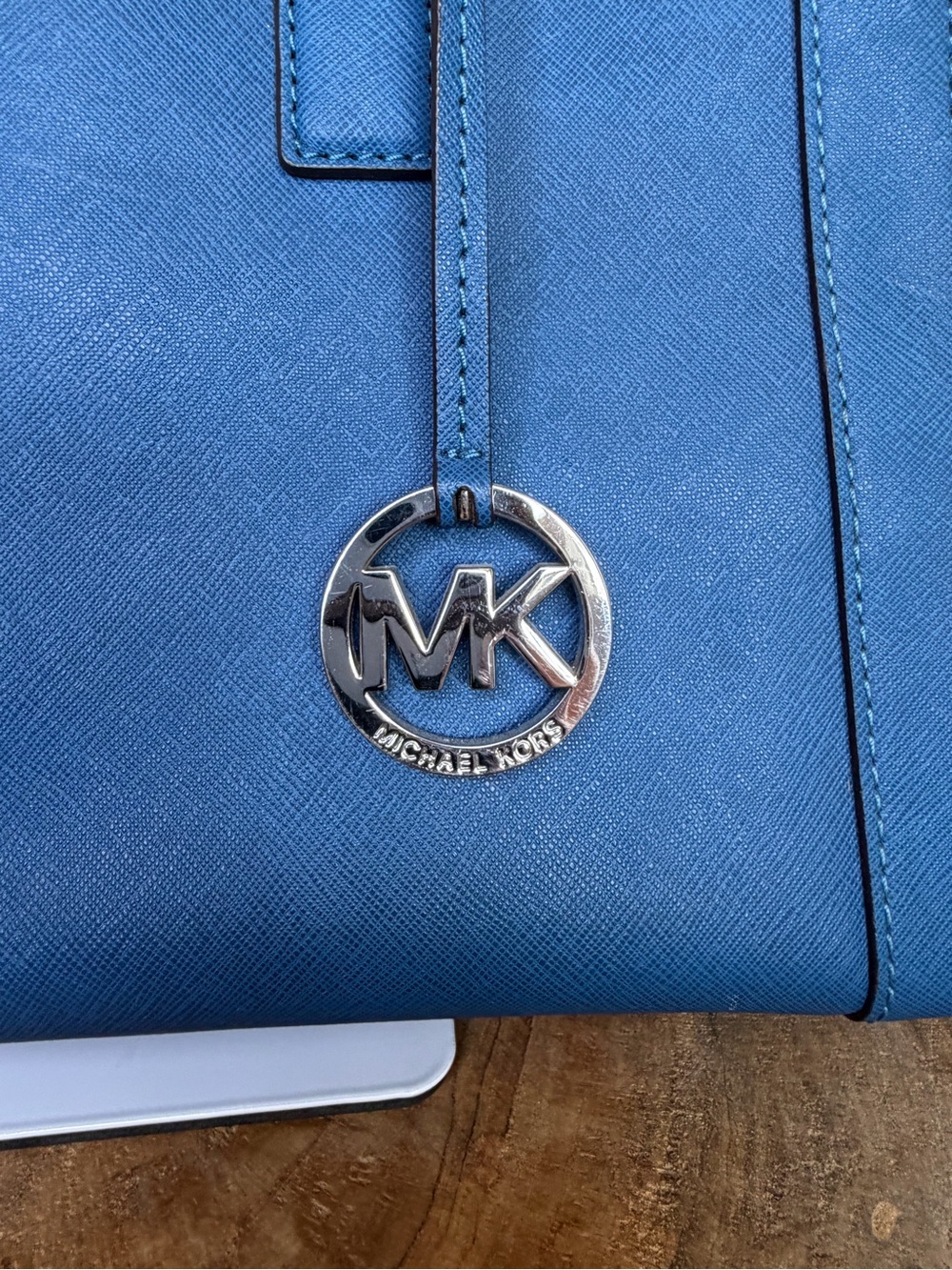 SOLD Michael Kors Dillon Satchel Steel Blue Leather Medium EW Tote Bag MK - Picture 5 of 13